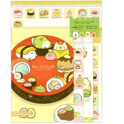 San-X Sumikko Gurashi "Things in the Corner" Sushi House Quad Letter Set: Around the Round Table