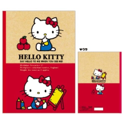 Sanrio Japan Hello Kitty Ruled Notebook: Beige and Red