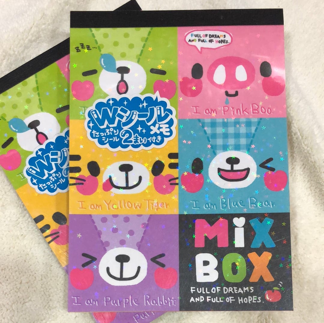 Kawaii Import Animal Mix Box Double Memo with TWO Sticker Sheets Kawaii Gifts 4935124685559
