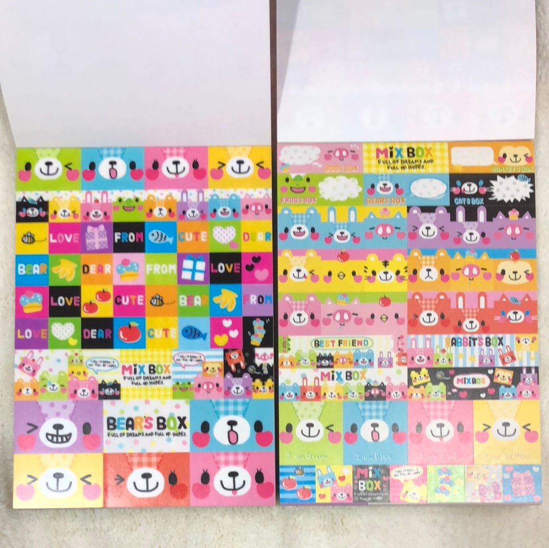 Kawaii Import Animal Mix Box Double Memo with TWO Sticker Sheets Kawaii Gifts 4935124685559