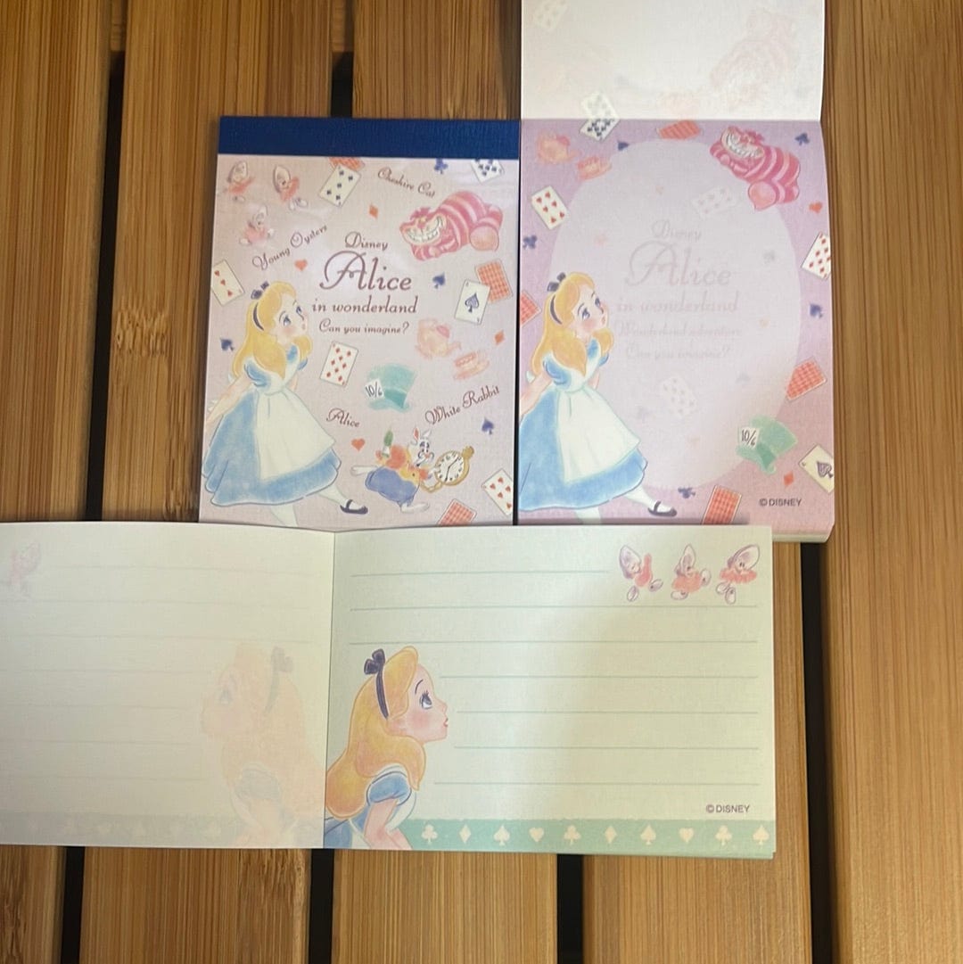 Kawaii Import Disney Alice In Wonderland Small Memo Pad Kawaii Gifts 4991277834527