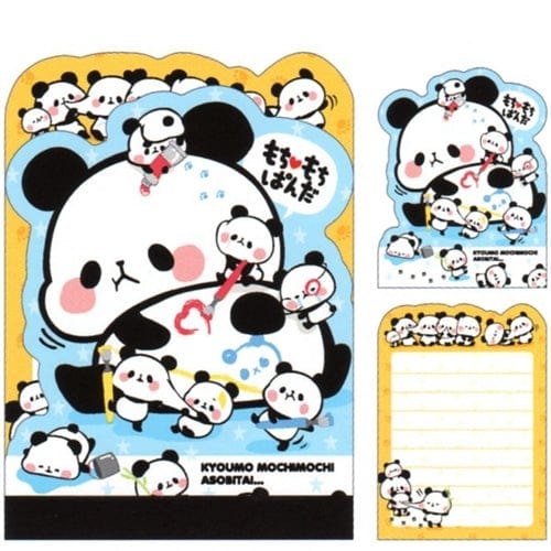 Kamio Mochi Panda Small Die-Cut Memo Pad: Blue