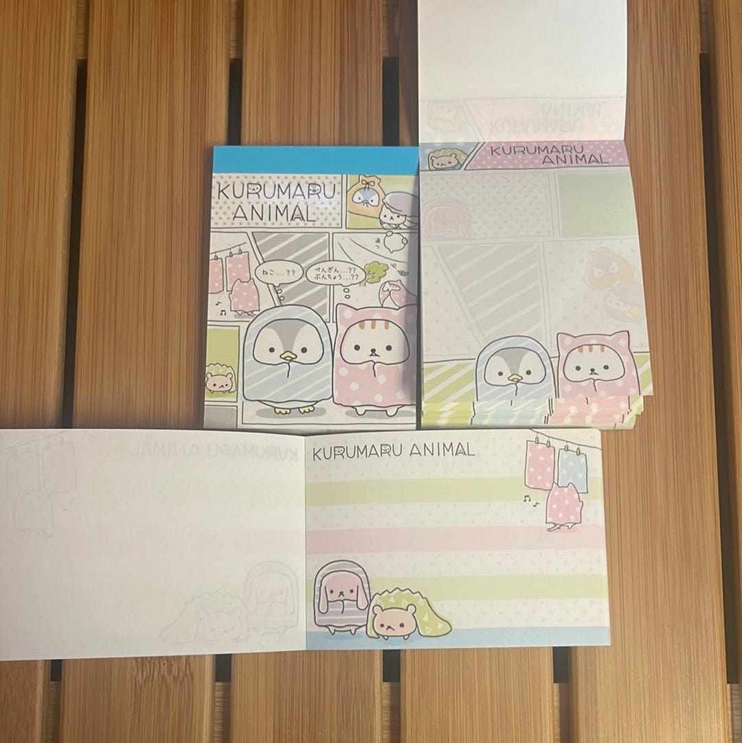 Kawaii Import Kurumaru Animal Small Memo Pad Kawaii Gifts 4935124082952