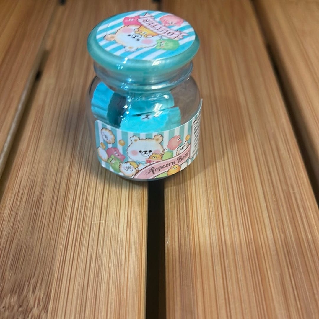 Kawaii Import Popcorn Bear Eraser Set Blue Kawaii Gifts 4935124213714