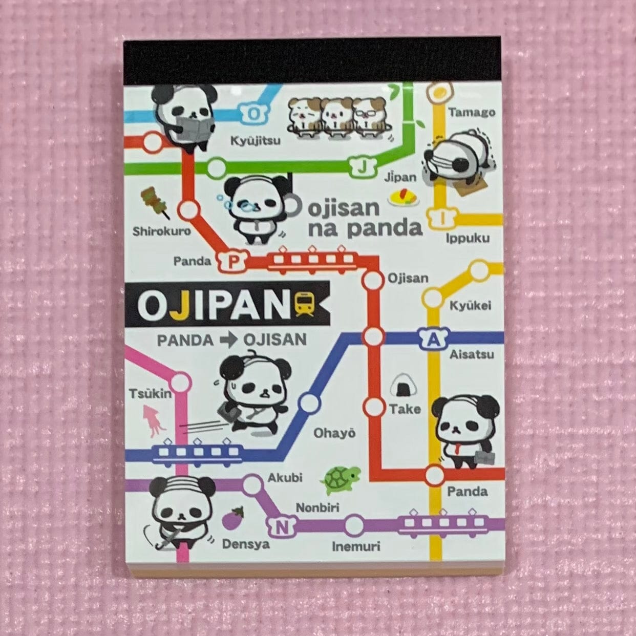 Kawaii Import Q-Lia Ojipan Panda Small Memo Pad: Red Subway Car (B) C Kawaii Gifts 93124021