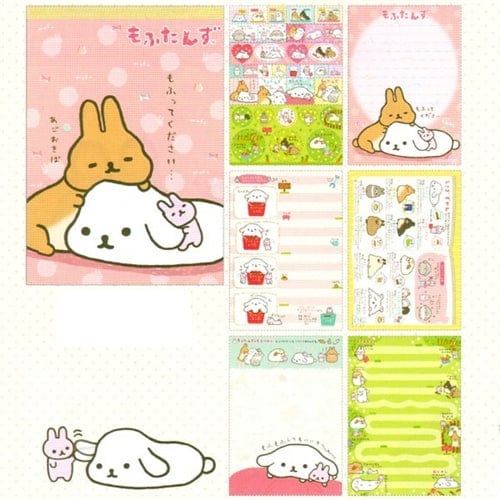 San-X Mofutans Mochi Bunnies Memo Pad with Stickers: Pink