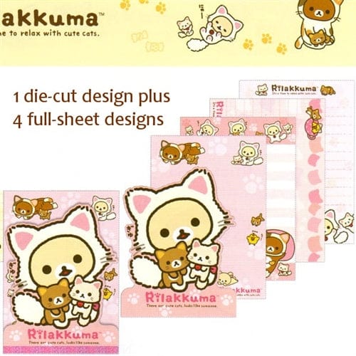 San-X Rilakku Cat Die-Cut Memo: Little Bear as a White Cat