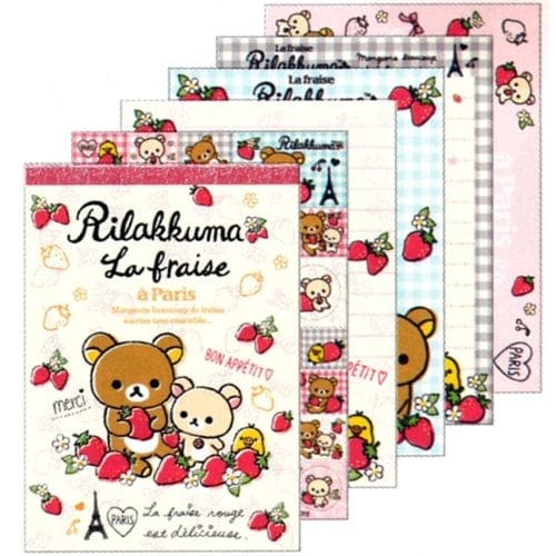 San-X Rilakkuma La Fraise a Paris Memo Pad with Stickers: Cream