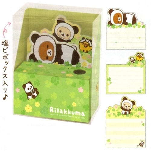 San-X Rilakkuma Panda Bear Die-cut Small Memo Box Set: Green