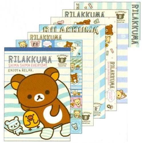 San-X Rilakkuma Shima Shima Everyday Memo Pad with Stickers: Relax Bear