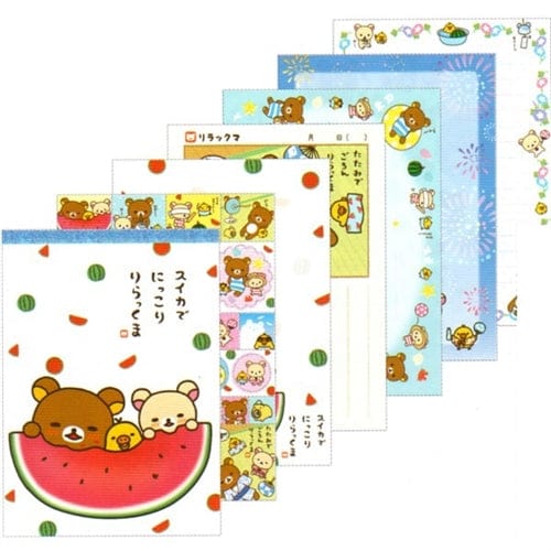 San-X Rilakkuma Summer Vacation Memo Pad with Stickers: Watermelon