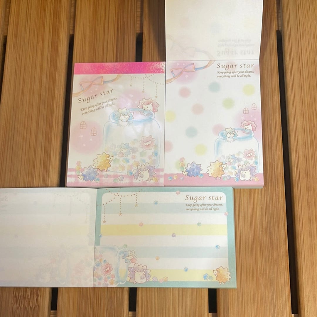 Kawaii Import Sugar Star Hedgehogs Small Memo Pad Kawaii Gifts 4935124082945