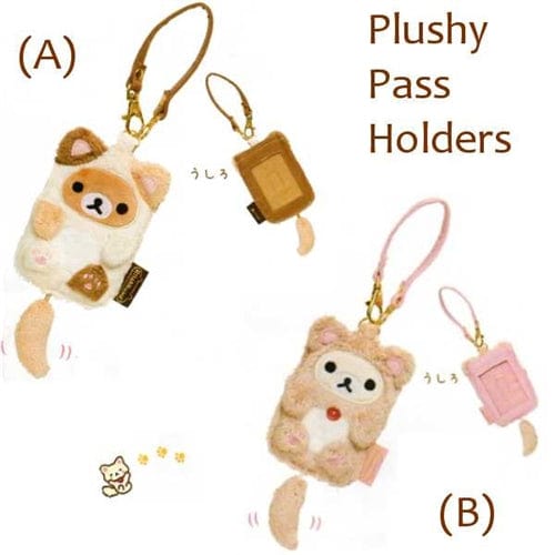 San-X Rilakku Cat Plushy Pass Holder: (A) Relax Bear as a Calico Cat