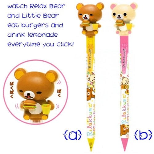 San-X Rilakkuma Eating Burger Mechanical Pencil: Relax Bear