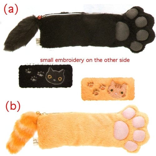 San-X Kutusita Nyanko 8" Paw Pen & Makeup Pouch: Black Kitty
