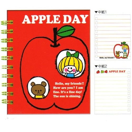 Kamio Apple Day Hard Cover Spiral Pocket Notebook