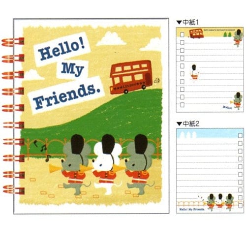 Kamio Hello My Friends Hard Cover Spiral Pocket Notebook