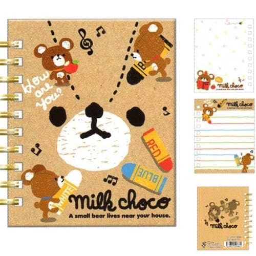 Q-Lia Milk Choco Hard Cover Pocket Spiral Notebook