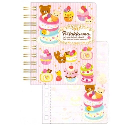 San-X Rilakkuma Cupcake Pocket Spiral Notebook: Pink