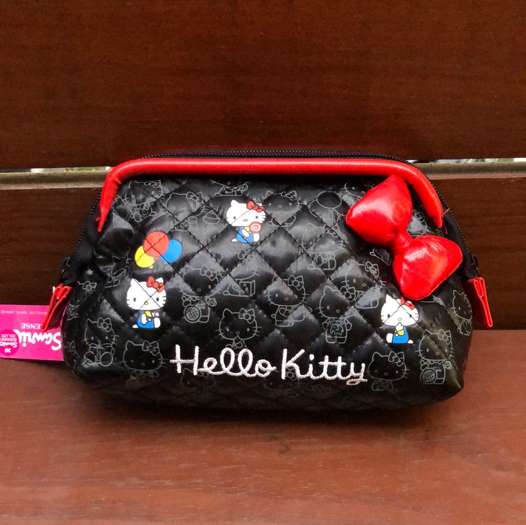 Kawaii Import Black Hello Kitty Quilted Pouch Kawaii Gifts 4991277634226