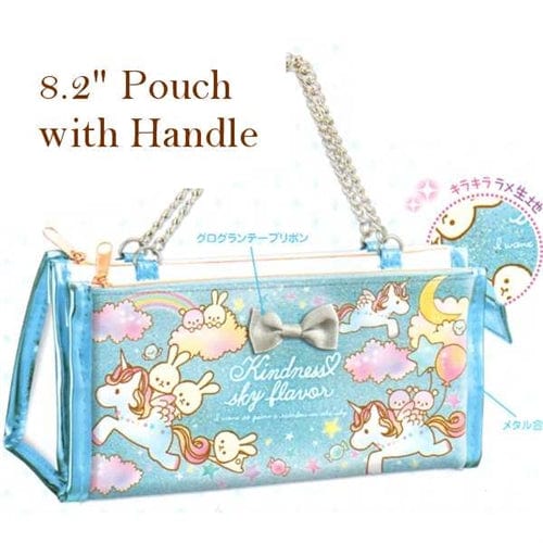 Q-Lia Kindness Sky Flavor Unicorns, Bunnies and Bears 8.2" Pouch with Handle