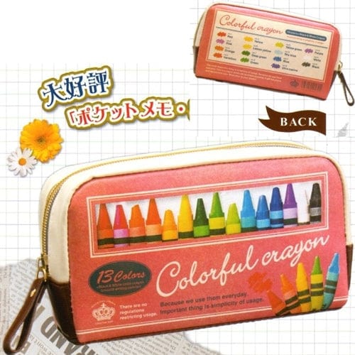 Q-Lia Pocket Memorial 6.7" Multi-Use Pouch: 13 Colors Colorful Crayon