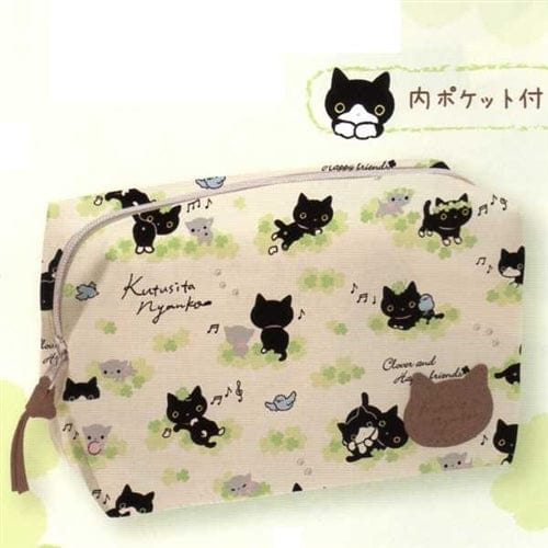 San-X Kutusita Nyanko Clover 6.3" Pouch