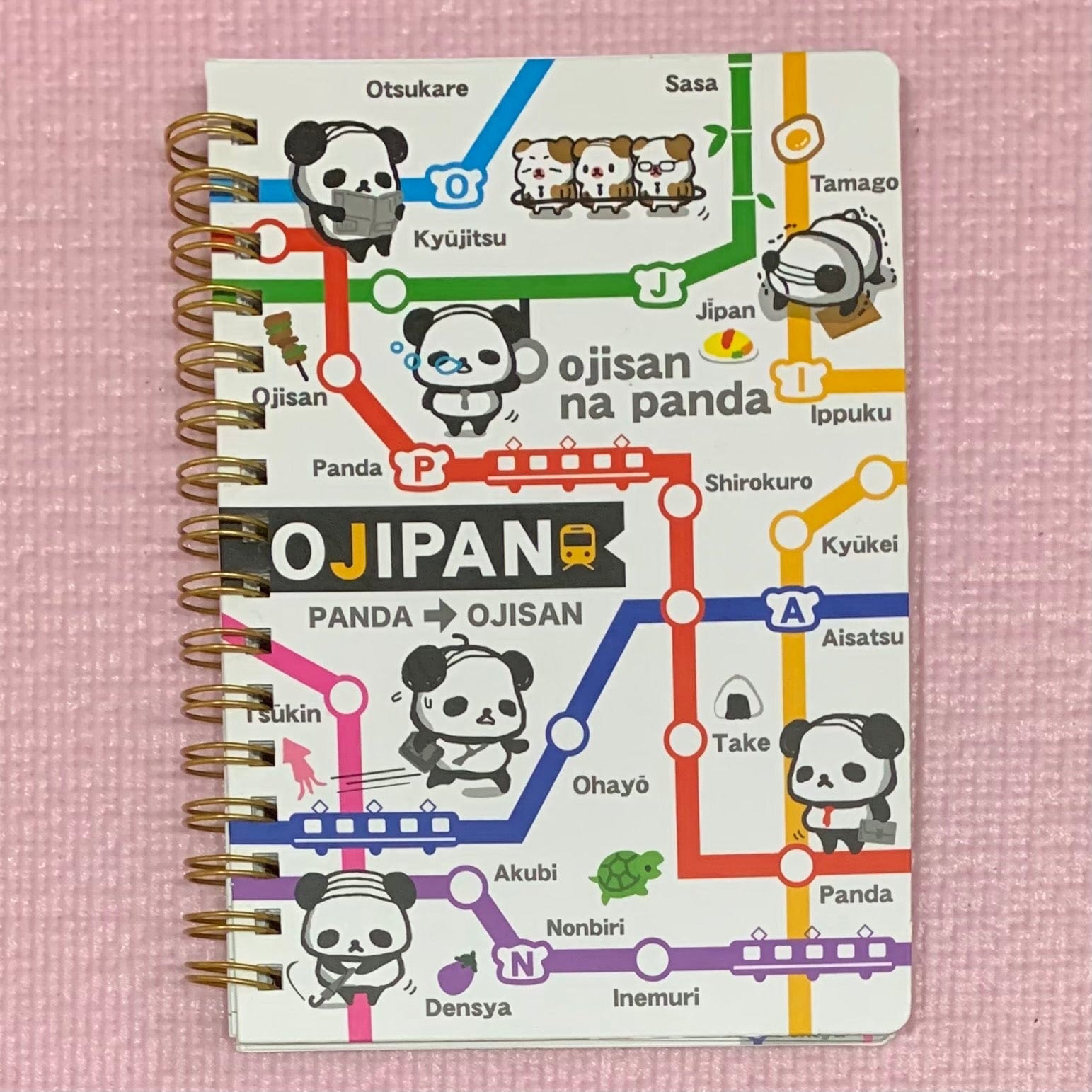 Kawaii Import Ojipan Panda A6 Spiral Notebook: Subway Map Kawaii Gifts 4530344942644