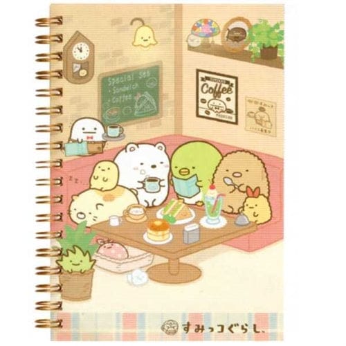 San-X Coffee Shop Sumikko Gurashi B6 Hard Cover Spiral Notebook: (A)