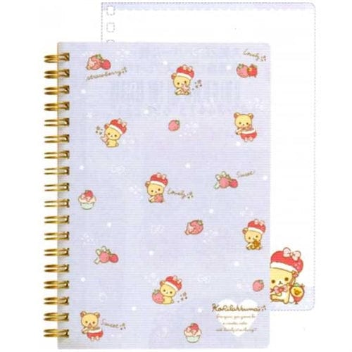 San-X Korilakkuma Strawberry B6 Hard Cover Lined Spiral Notebook: Purple