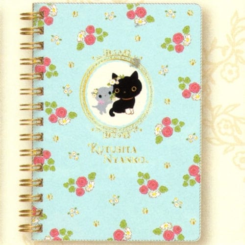 San-X Kutusita Nyanko Blueberry A6 Spiral Lined Notebook: Blue