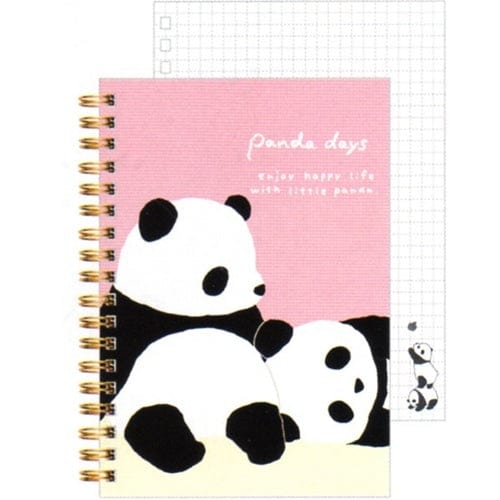 San-X Panda Days B6 Hard Cover Spiral Notebook: Pink
