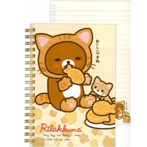 San-X Rilakku Cat Hard Cover B6 Spiral Notebook: Beige