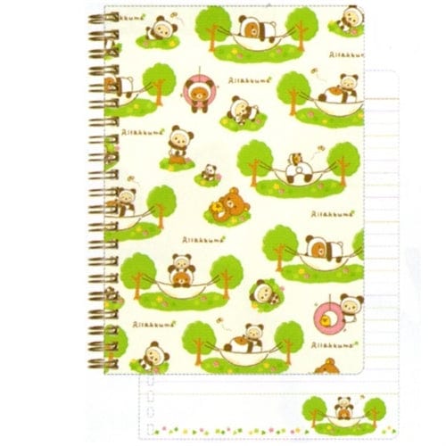 San-X Rilakkuma Panda Bear A5 Hard Covered Spiral Notebook: Green