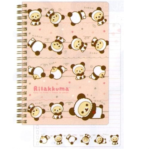 San-X Rilakkuma Panda Bear A5 Hard Covered Spiral Notebook: Pink