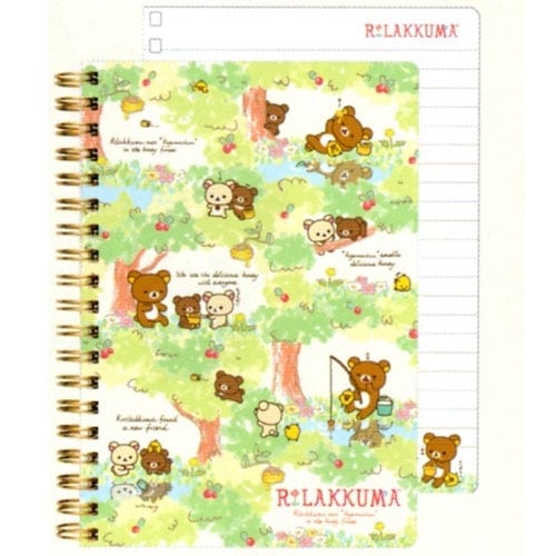 San-X Rilakkuma Relax Bear B6 Spiral Notebook: Kogumachan & the Honey Forest (B)