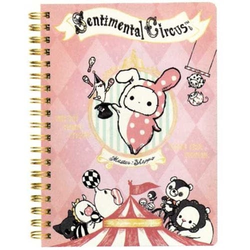 San-X Sentimental Circus A6 Lined Hard Cover Pocket Notebook: Pink