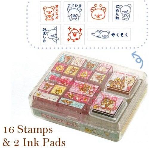 San-X Rilakkuma Relax Bear 16-Stamp Set: (A)