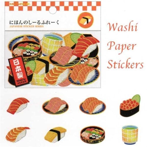 Kamio 40-Piece Washi Paper Sticker Sack: Sushi
