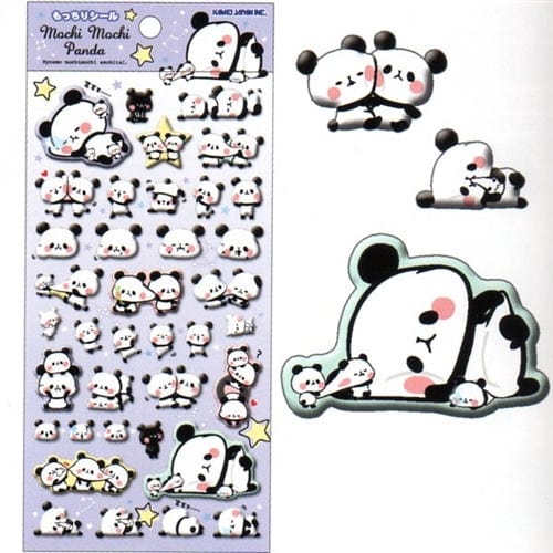 Kamio Mochi Panda Puffy Spongy Stickers: (B) Purple Constellations