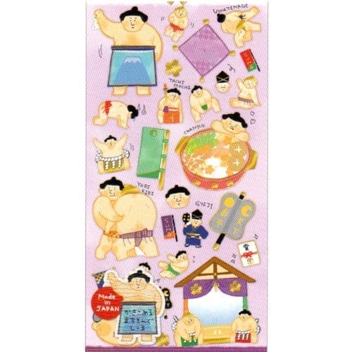 Kamio Sumou Wrestlers Thin Washi Paper Stickers with Golden Accents