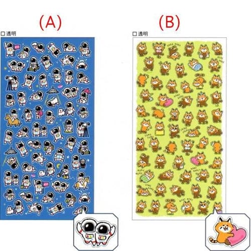 Mind Wave Plastic Stickers: (A) Astronaut & (B) Red Panda