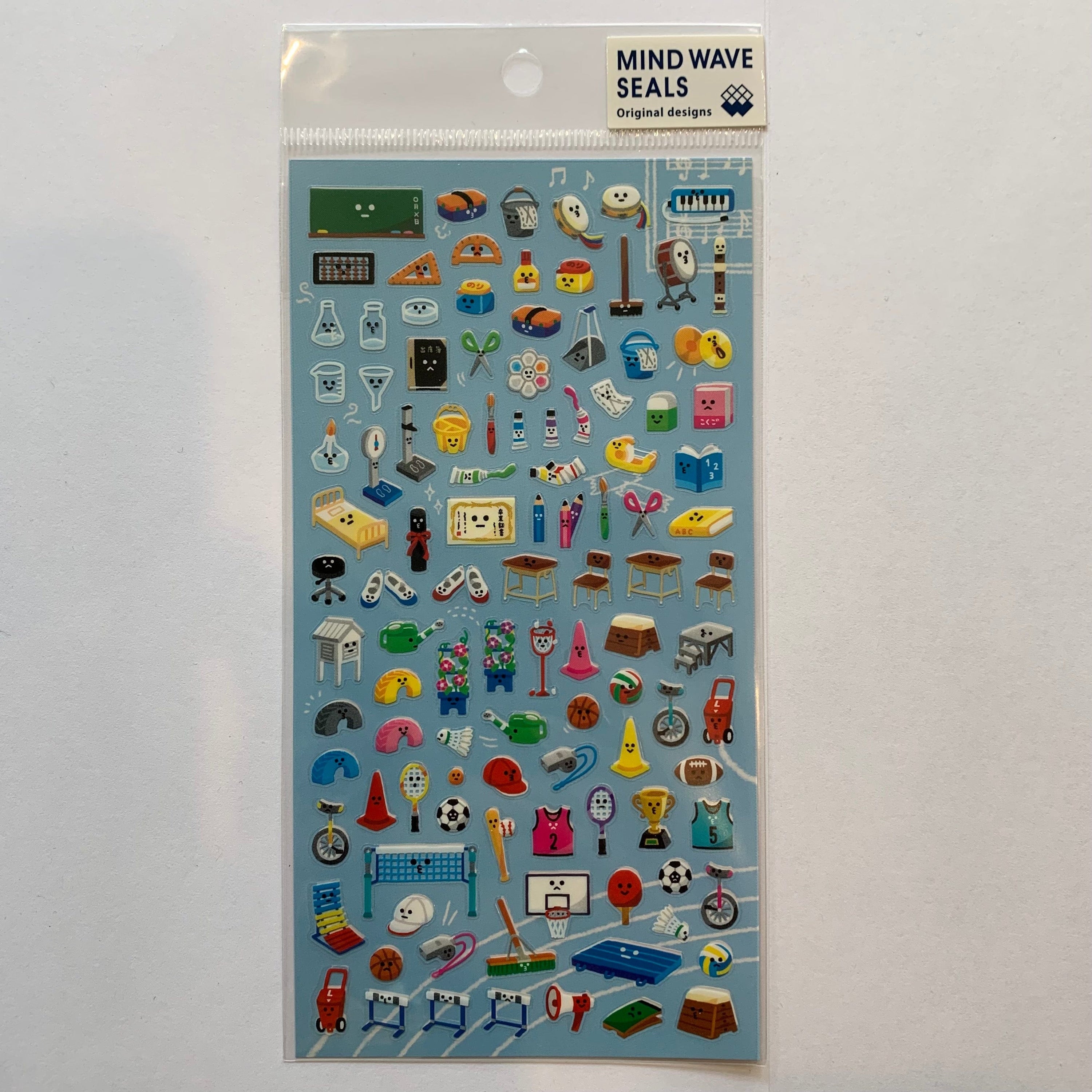 Kawaii Import Mind Wave Plastic Stickers: (D) Funwari Bakery & (E) School (E) Japanese School Classroom & Gym Kawaii Gifts 4909001782372