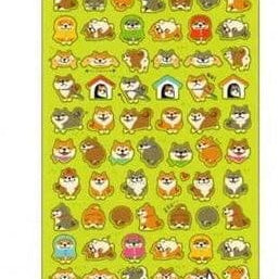 Mind Wave Plastic Stickers: Osushis!!  & Shiba Inu