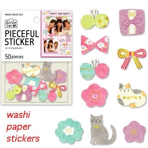 Mind Wave Washi Paper Pieceful Sticker Sack: © Cats & Bows 50-Piece