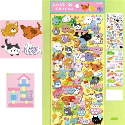Q-Lia Kawaii Kitty & Puppy Play Park 2-Sheet Sticker Set