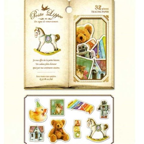 Q-Lia Poste Lippe 32-Piece Sticker Sack: Rocking Horse & Toys