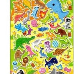 Q-Lia Sparkly Epoxy Stickers: (C) Sushi & (D) Dinosaurs