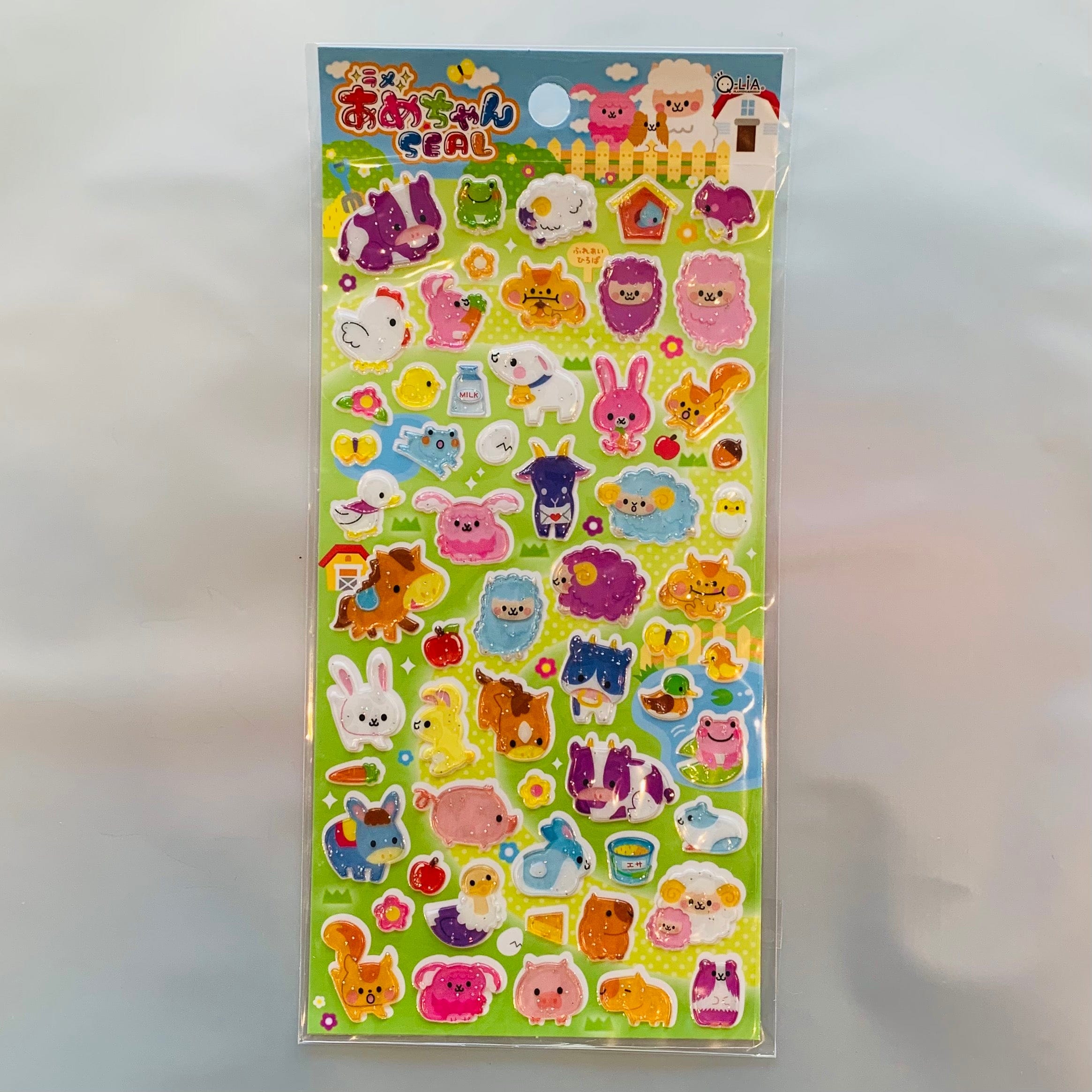 Kawaii Import Q-Lia Sparkly Epoxy Stickers:  Farm Farm Kawaii Gifts 4530344010770