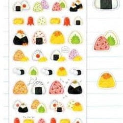 Q-Lia Transparent Plastic Stickers: (A) Sumo Wretslers (B) Onigiri Rice Balls